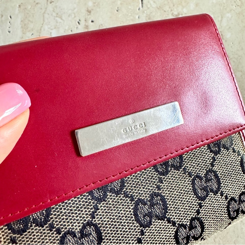 Gucci Wallet, Red With Canvas Monogram, Authentic - image 7